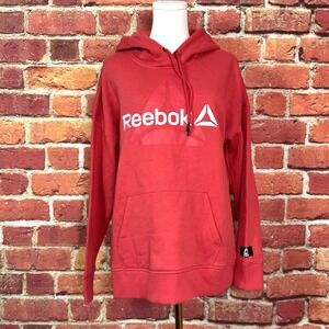 Reebok Women's Graphic Fleece‎ Relaxed Hoodie Rococco Red Size Medium NEW